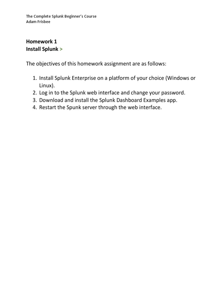 Install Splunk: Beginner's Guide | PDF