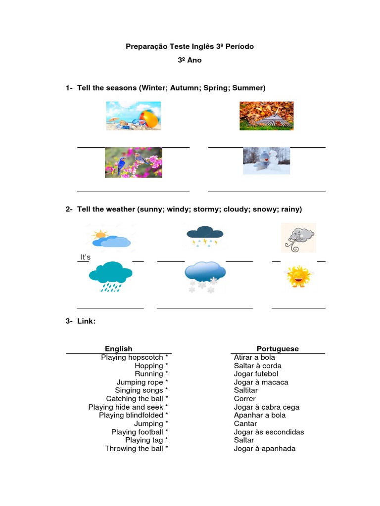 Teste de Inglês 3º Período | PDF | Language Arts & Discipline | Foreign ...