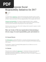 Top 20 Corporate Social Responsibility Initiatives For 2017