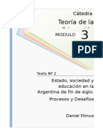 Daniel Filmus. Estado Sociedad y educación en la Argentina