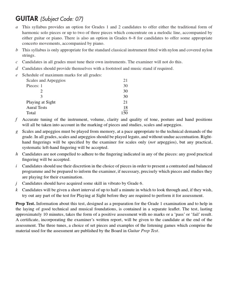 Trinity Guitar Grades Overview | PDF | Scale (Music) | Harmony