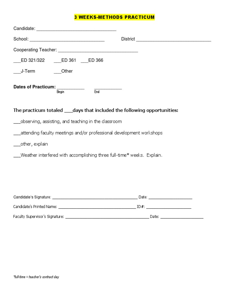 3-Week Practicum Overview Template | PDF | Career & Growth