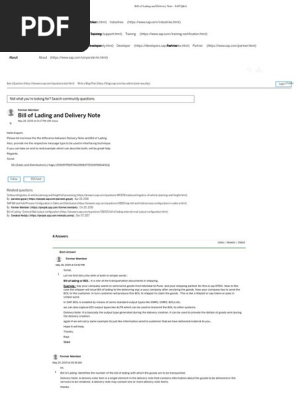 Bill Of Lading And Delivery Note Sap Q A Cargo Bill Of Lading