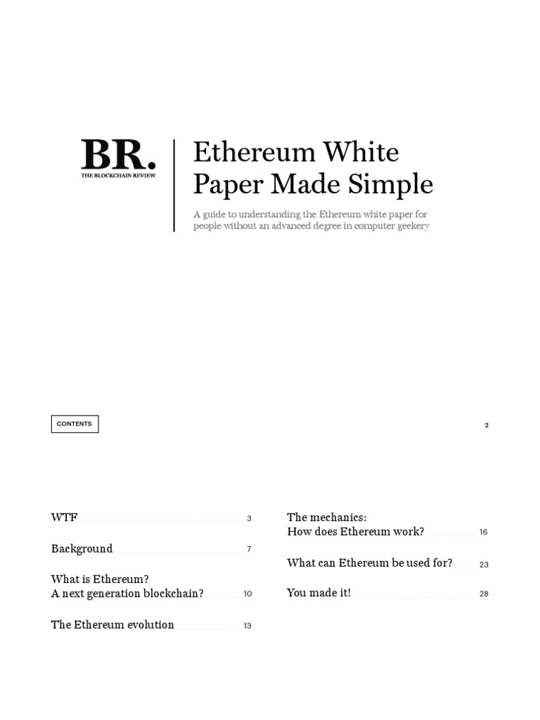Ethereum White Paper Made Simple | PDF | Cryptocurrency | Distributed  Computing