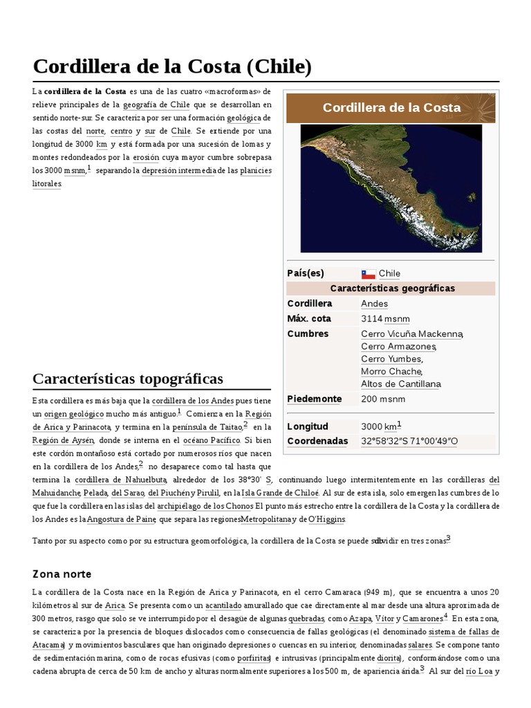 Cordillera de La Costa (Chile) | PDF | Geomorfología | Ciencias de la