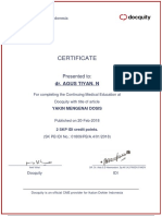 IDI Certificate for Dr. Agus Tiyana Completing CME on Medication Dosage