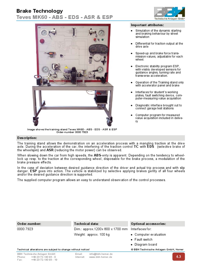 Teves Mk60 Abs Eds Asr & Esp Brake Technology PDF Anti Lock