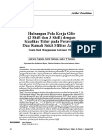 Hubungan Pola Kerja Gilir (2 Shift Dan 3 Shift) Dengan Kualitas Tidur Pada Perawat Di Dua Rumah Sakit Militer Jakarta
