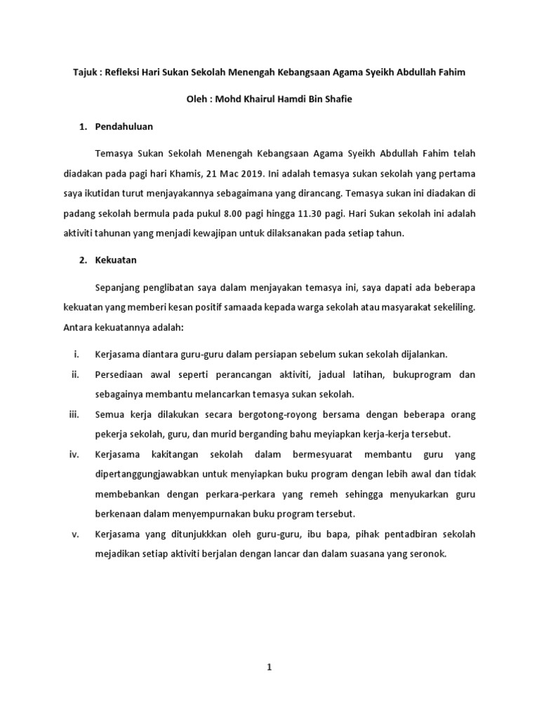 Sukan Tahunan 2019 Pdf
