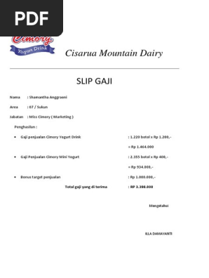 Slip Gaji Miss Cimory