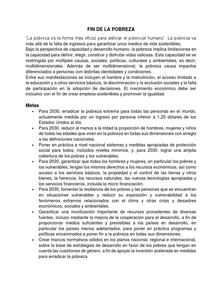 Fin de La Pobreza | PDF | Pobreza | Pobreza e indigencia