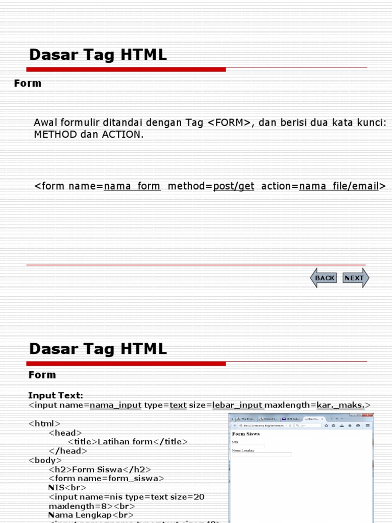 Dasar Penggunaan Tag Form HTML | PDF | Html | Web Development