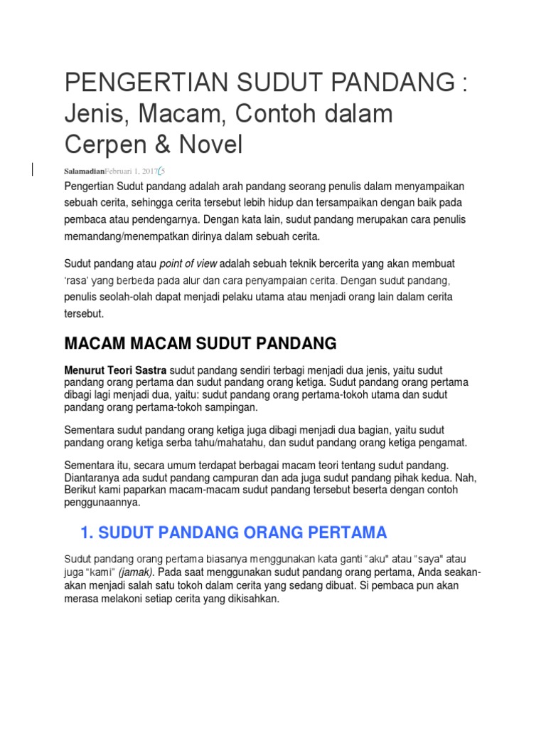 Pengertian Sudut Pandang