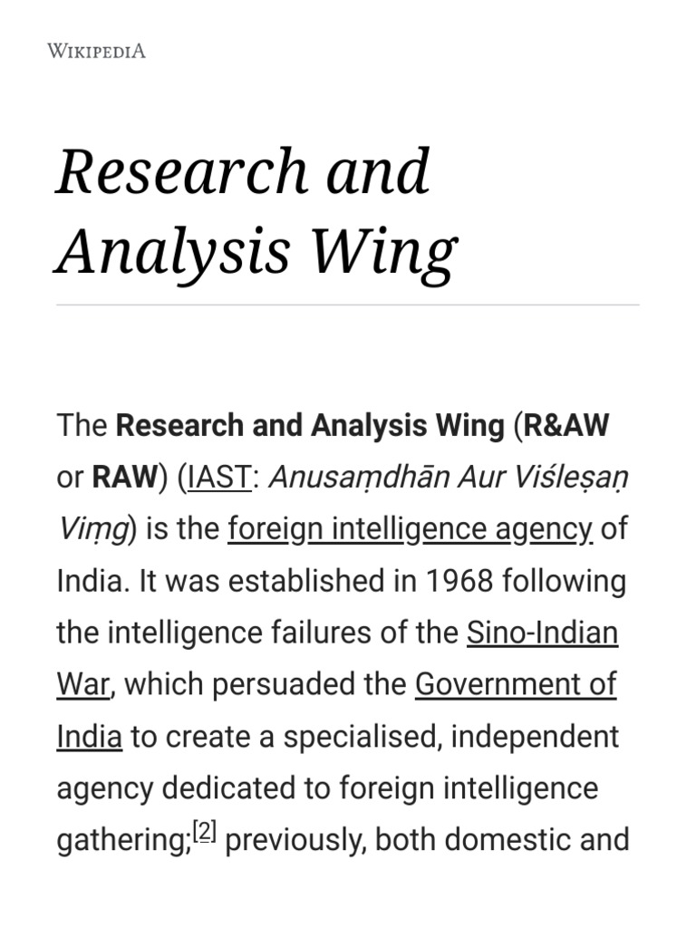 research and analysis wing eligibility