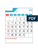 2019 Calendar 01 Januari Free Download PDF