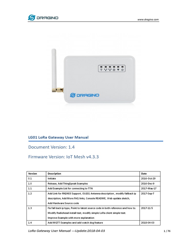 LG01 LoRa Gateway User Manual | PDF | Wi Fi | Gateway (Telecommunications)