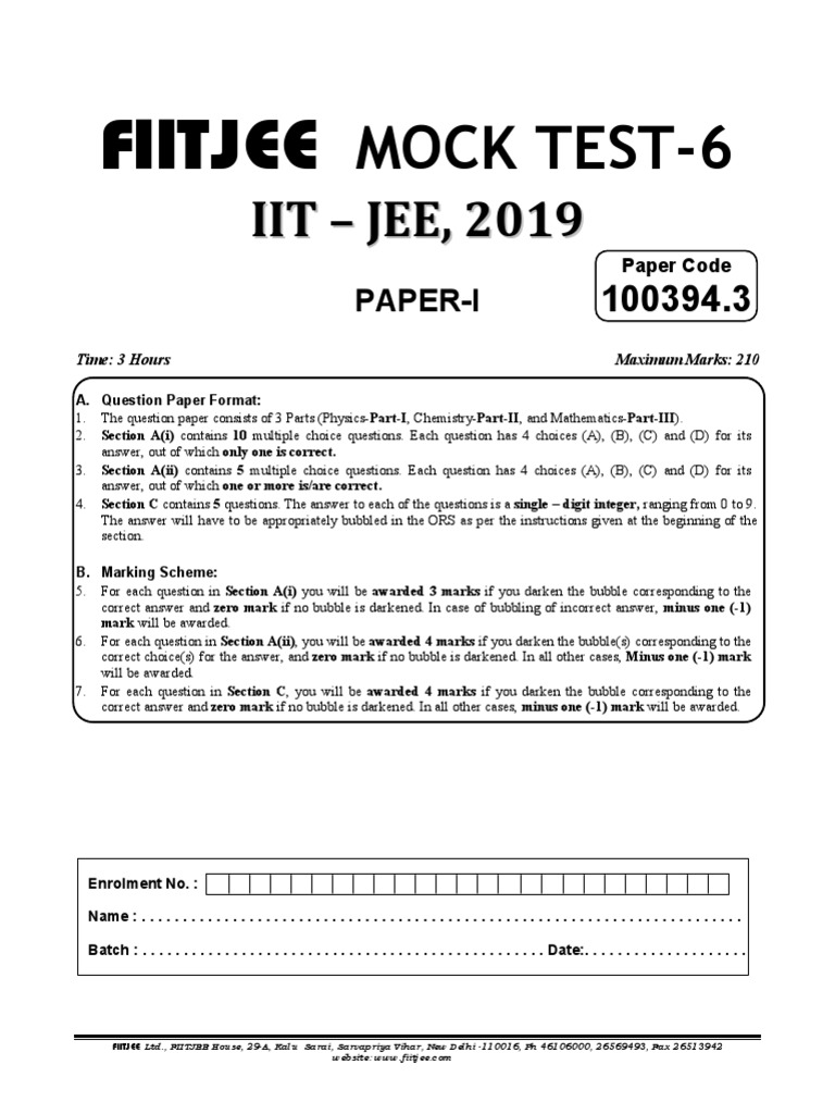 Mock Test 6 P 1 Bks C | PDF | Acid Dissociation Constant ...