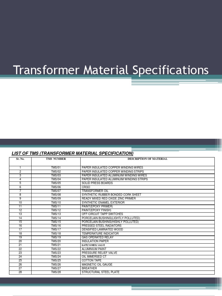 B Raw Material Specification PDF Transformer Paint