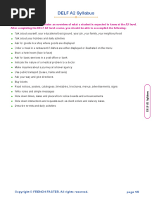 Delf A2 Syllabus
