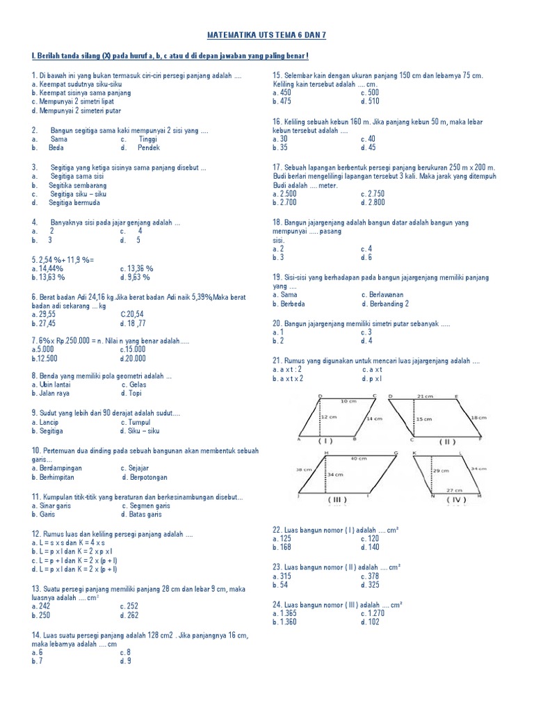 Matematika Uts Tema 6 Dan 7 Pdf