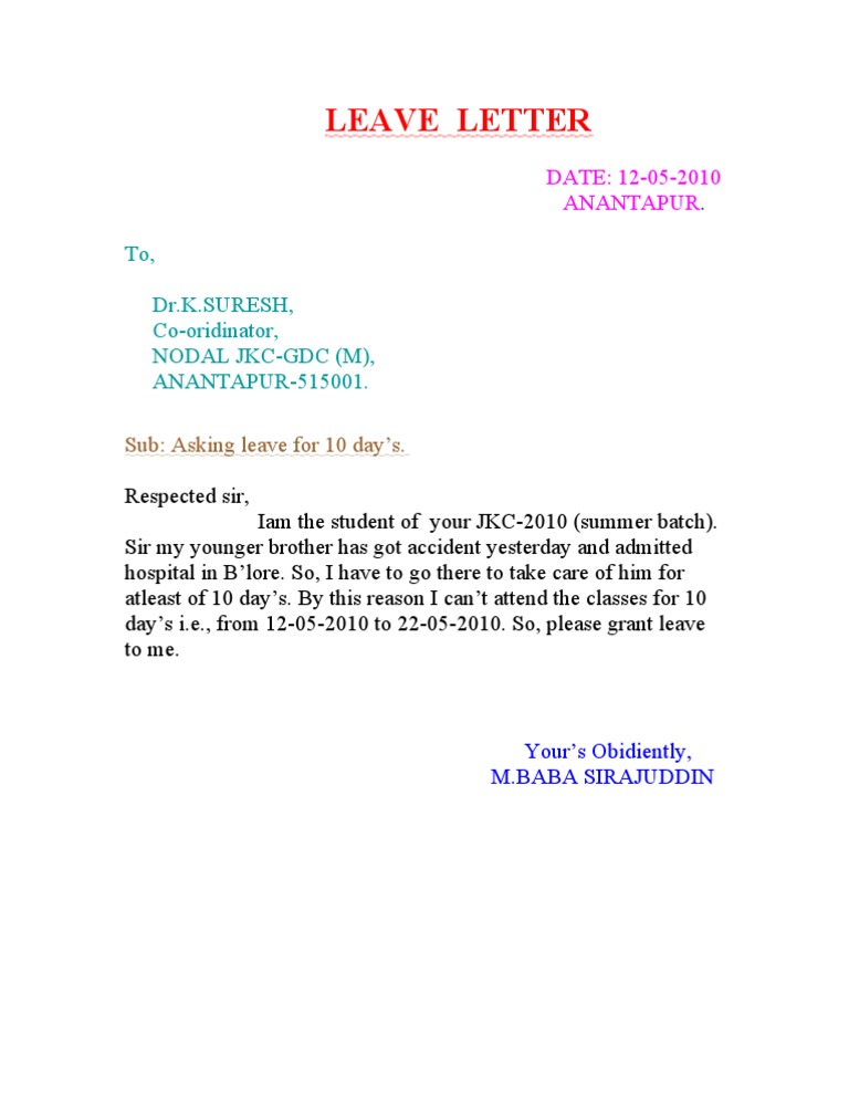 Leave Letter | PDF