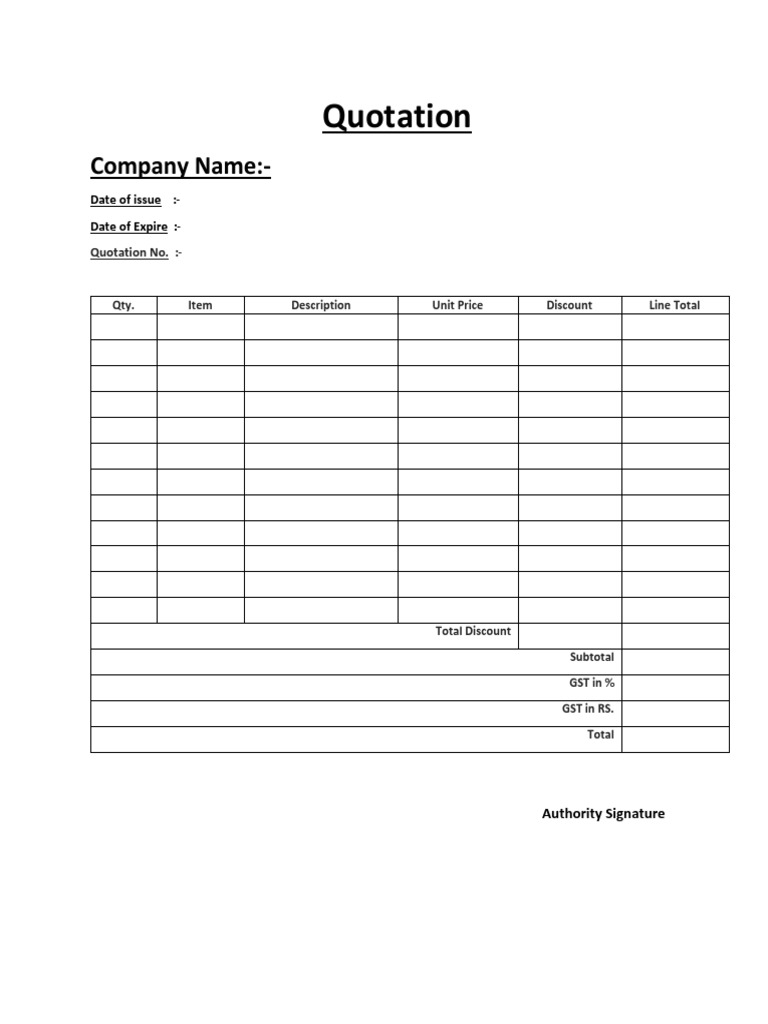 Quotation Template for Business Use | PDF