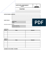 Supplier Assessment: Cover Page