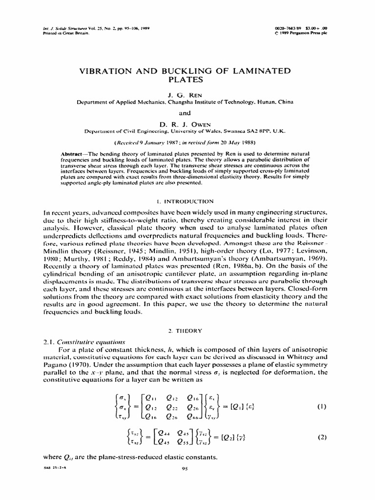 Vibration and Buckling of Laminated Plates | PDF | Bending | Buckling