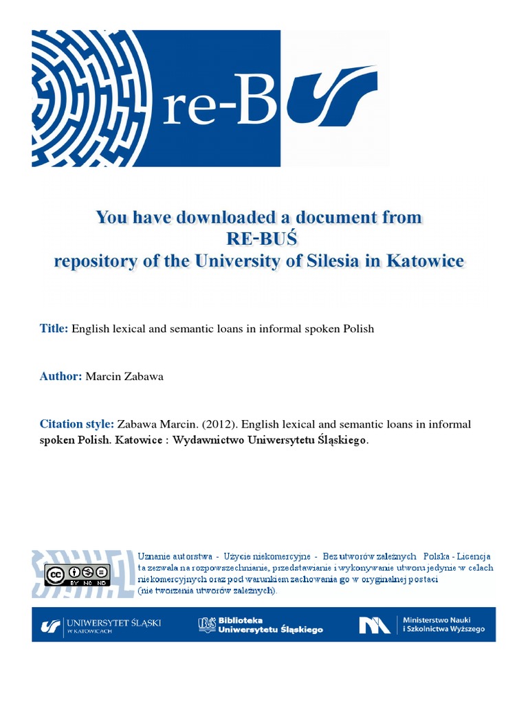 Zabawa English Lexical And Semantic Loans Pdf Linguistics Speech