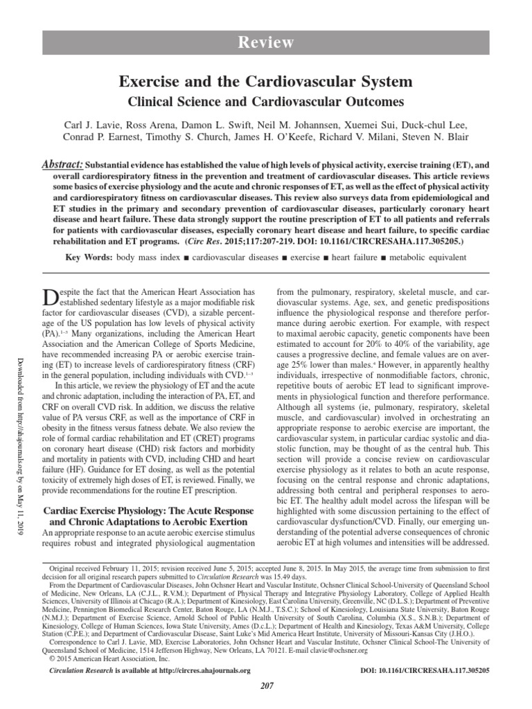 Exercise and The Cardiovascular System: Review | PDF | Cardiovascular ...