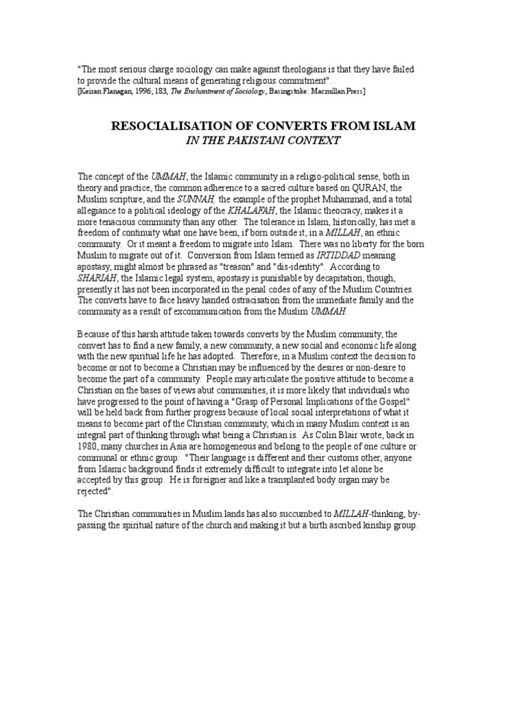 Resocialisation of Muslim Converts in Pakistan | PDF | Religious ...