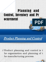 Product Planning and Control, Inventory and PR Ocurement