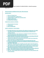 Cooling Tower and Cooling Water System: A Brief Presentation: Part-1 of 3