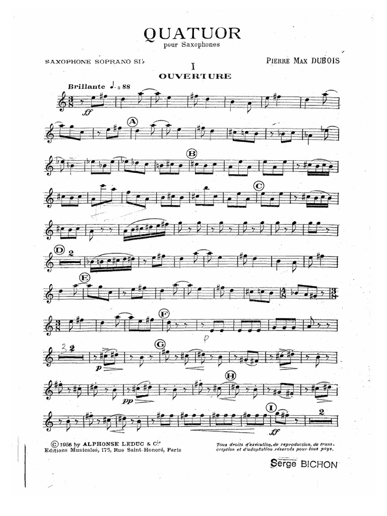 QUATUOR pour Saxophones 楽譜 4.99-Quatuor, Pierre Max Dubois PDF | PDF