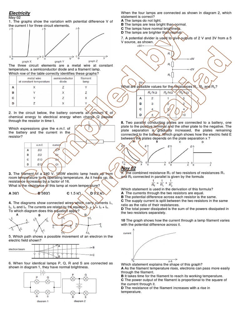 Electricity PDF | PDF | Electric Current | Electrical Resistance And ...