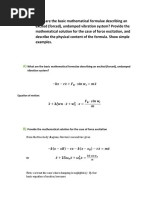 What Are The Basic Mathematical Formulae Describing An Excited (Forced), Undamped Vibration System?