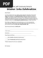 Winter Arts Celebration Permission