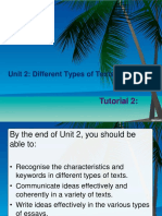 Tutorial 2:: Unit 2: Different Types of Texts