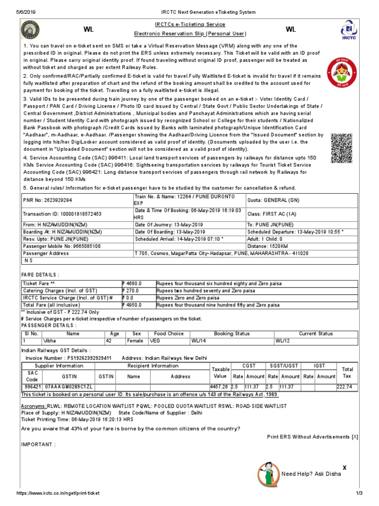 IRCTC Next Generation Eticketing System PDF | PDF | Identity Document ...