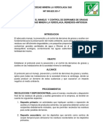 Protocolo para El Manejo y Control de Derrames de Grasas y Aceites