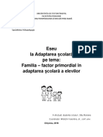 Familia – Factor Primordial În Adaptarea Școlară a Elevilor