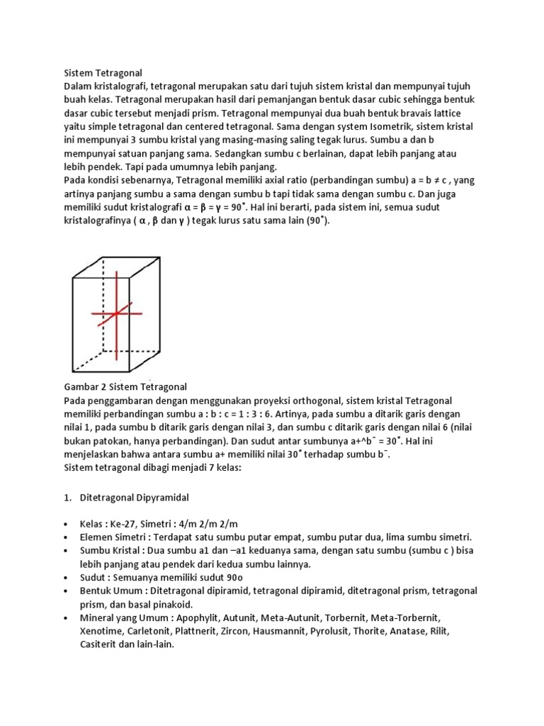 Kelas dan Ciri Sistem Tetragonal | PDF | Sains & Matematika