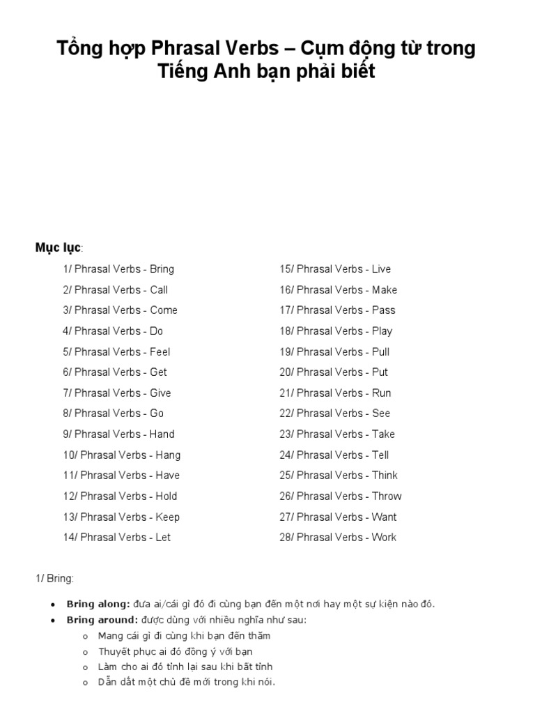 Phrasal Verb - T NG H P | PDF