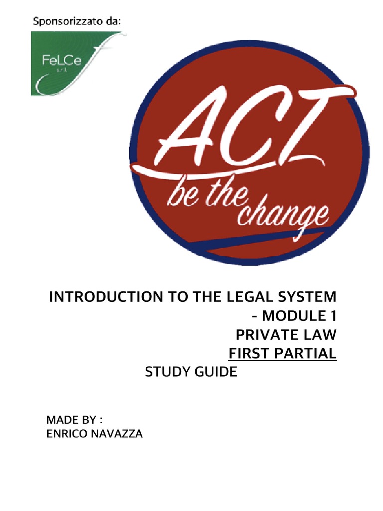 Introduction To The Legal System - Module 1 Private Law First Partial ...