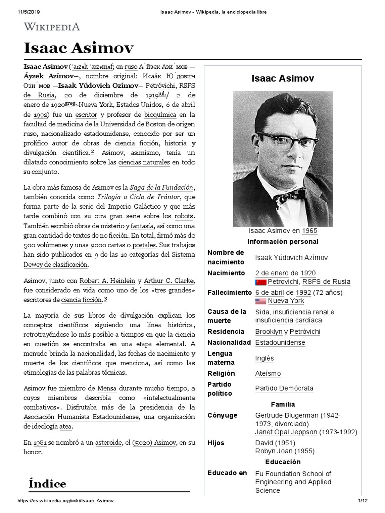 Isaac Asimov Wikipedia PDF Isaac Asimov Libros