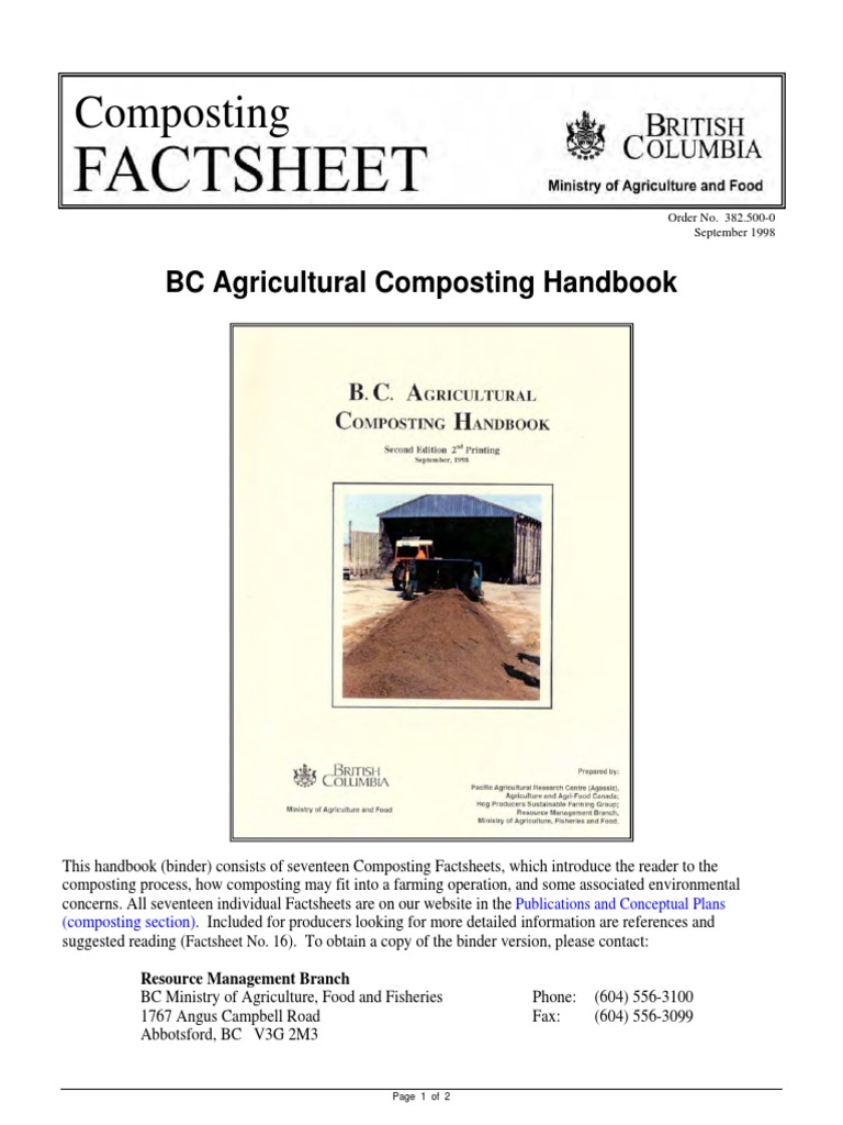 BC Agricultural Composting Handbook | PDF | Compost | Decomposition
