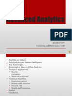 Advanced Analytics: Akhlak Hossain Id:100421977 Computing and Mathematics, Uod