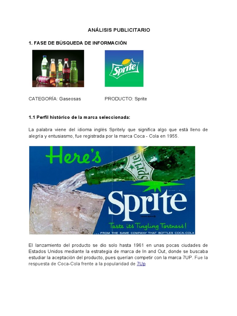 Análisis de la Publicidad de Sprite | PDF | Marca | Coca Cola