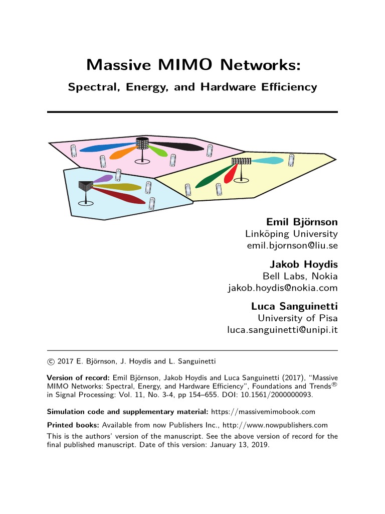 Massive MIMO Networks PDF | PDF | Cellular Network | Signal To Noise Ratio