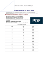 Calculate Size of Contactor, Fuse, C.B, O/L of DOL Starter